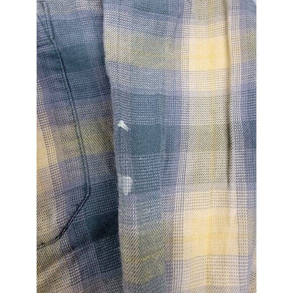 Vintage Union Bay Hoodie Mens L Blue Yellow Plaid Distressed Bleached Grunge Y2K - Picture 6 of 15
